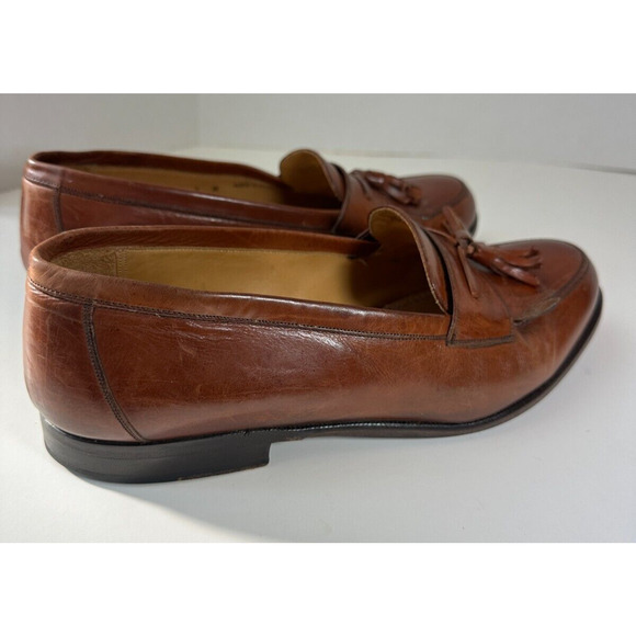 Mezlan Santander Cognac Brown Tassel Loafers Made in Spain Men's Shoes Size 9 W - Picture 9 of 12